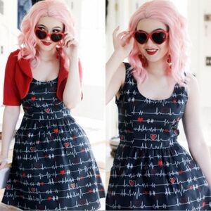 Retrolicious Heartbreaker EKG Print Dress - Size Small